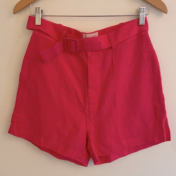 Solid & Striped Tailored Linen blend shorts Fushia size s belted - Picture 7 of 10